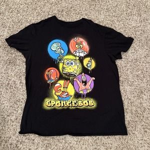 SpongeBob Shirt Graphic Adult Large Short Sleeve Crew Neck Pullover Read